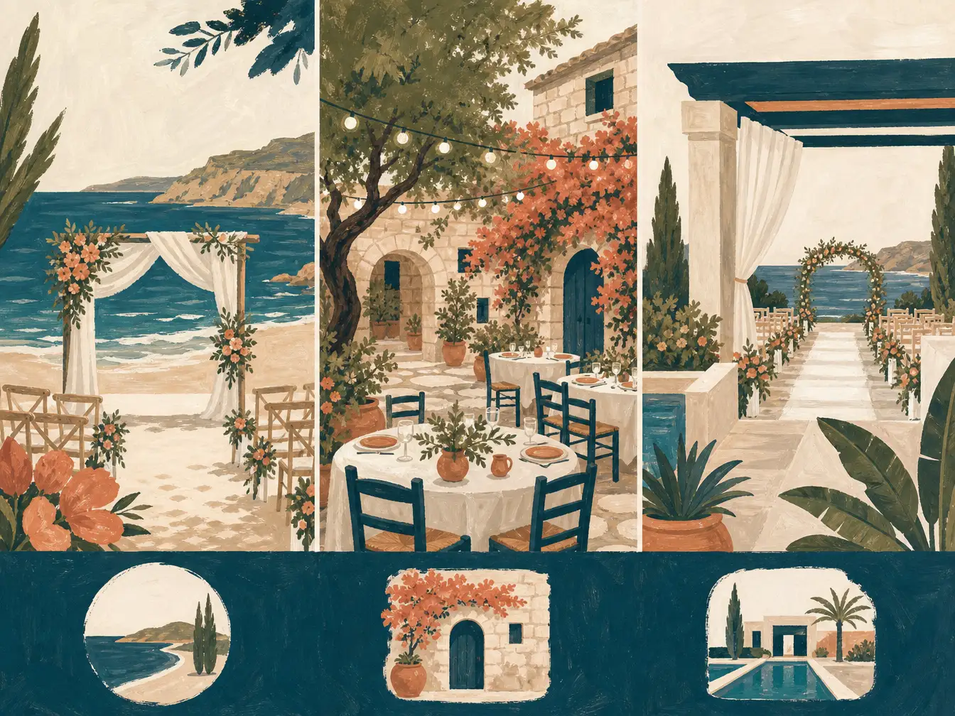 Illustration for Cyprus Wedding Venues by Budget: From £2.5k Beach Ceremony to £25k Resort