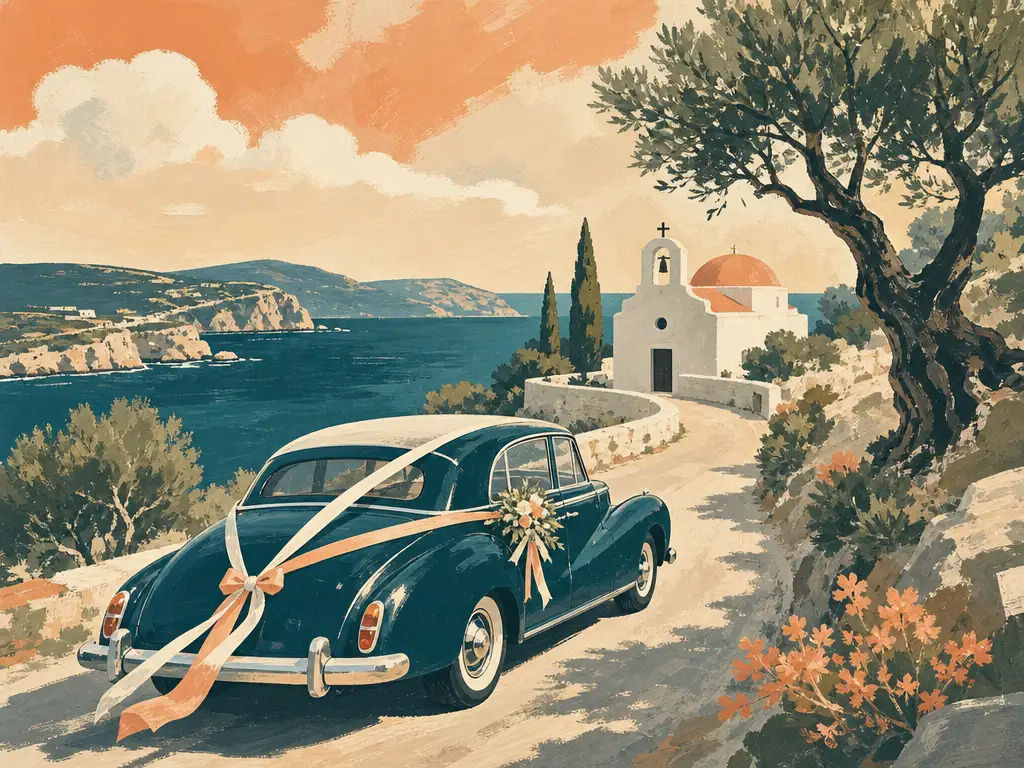 Illustration of wedding transport in Cyprus
